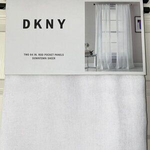 DKNY 50 x 84 DOWNTOWN SHEER White Window Curtains 2 Panels Drapes Set.